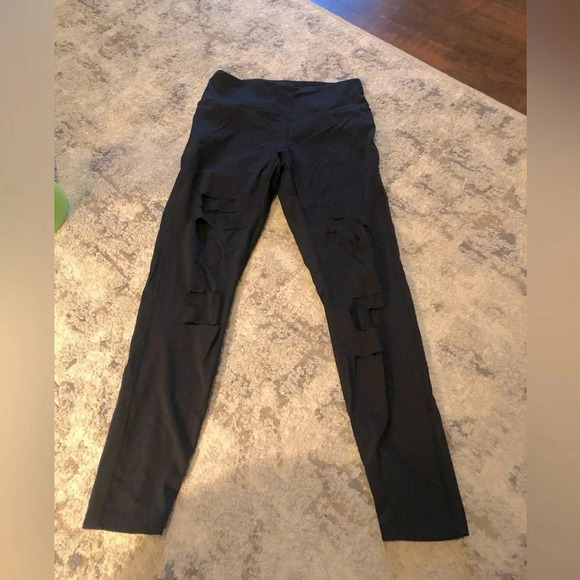 ZYIA Pants - Zyia Black Slash Lux Ripped Leggings